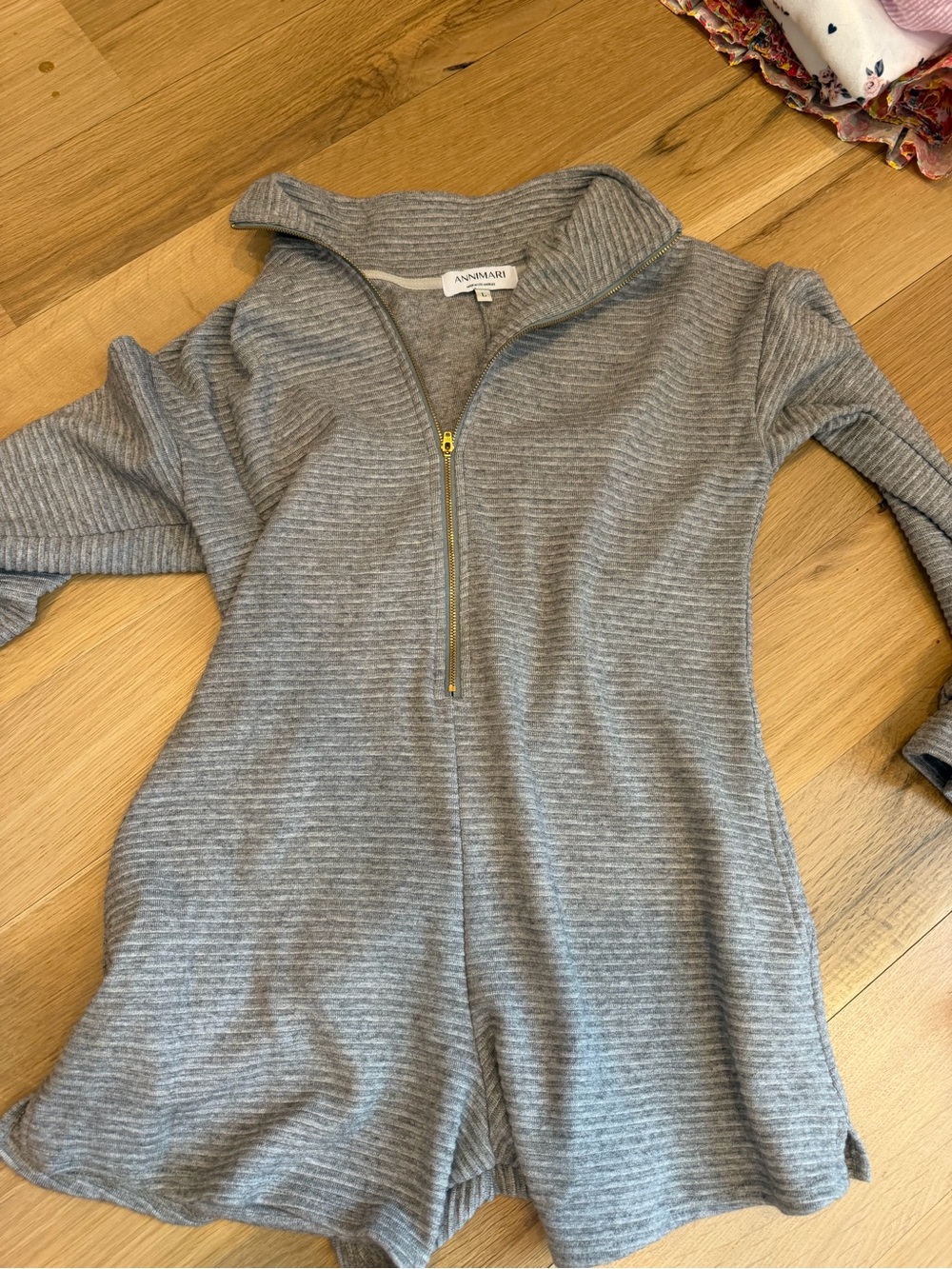 Annmari Gray Ribbed Half-Zip Tunic
